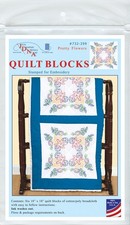 Jack Dempsey Stamped White Quilt Blocks 18"X18" 6/Pkg-Pretty Flowers