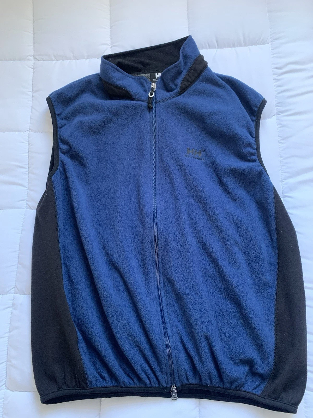 Helly Hansen Fleece Vest Mens XL Navy Blue Full Zip Fleece Zip Pocket in Back