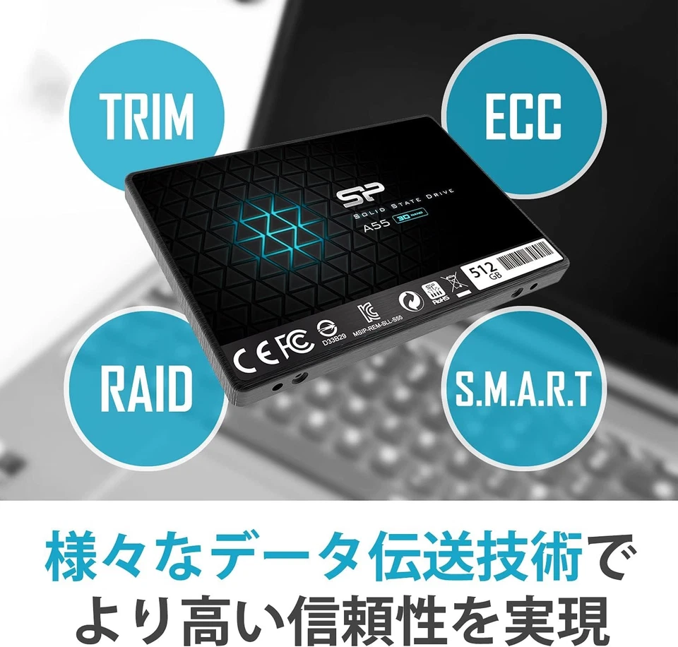 Silicon Power-512GB SSD 3D NAND A55 SLC Cache Performance Boost SATA III 2.5" 7m - Image 3 of 4