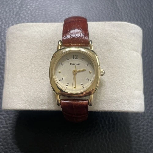 Carriage by Timex Gold-Tone Women’s Quartz Watch Brown Strap Vintage Classic