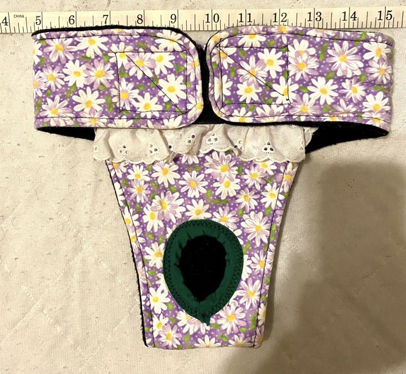 Handmade Reusable Dog Diaper, Purple Daisy 