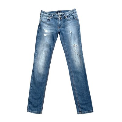 PULL & BEAR Womens Size EUR 38 (US 6) Ripped Low Rise Blue Jeans 31'' Inseam
