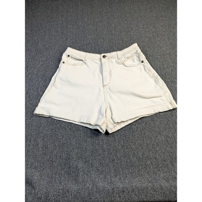 Kiabi Eco-Conception Womens Off White Denim Cuffed Shorts High Rise US 32