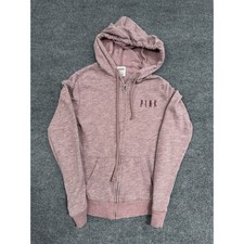 PINK Victoria's Secret Hoodie Full Zip Pink Marled Fleece Pocket Logo XS