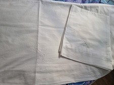 Antique 2 piece bedding set LINEN with monogram 130x185 cm, around 1950, excellent