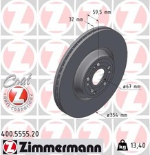 2x ZIMMERMANN Bremsscheibe COAT Z 400.5555.20 für MERCEDES GLE C167 V167 300 167
