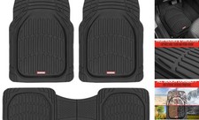 FlexTough Floor Mats for Cars Deep Dish All-Weather Car Mats, Black Full Set
