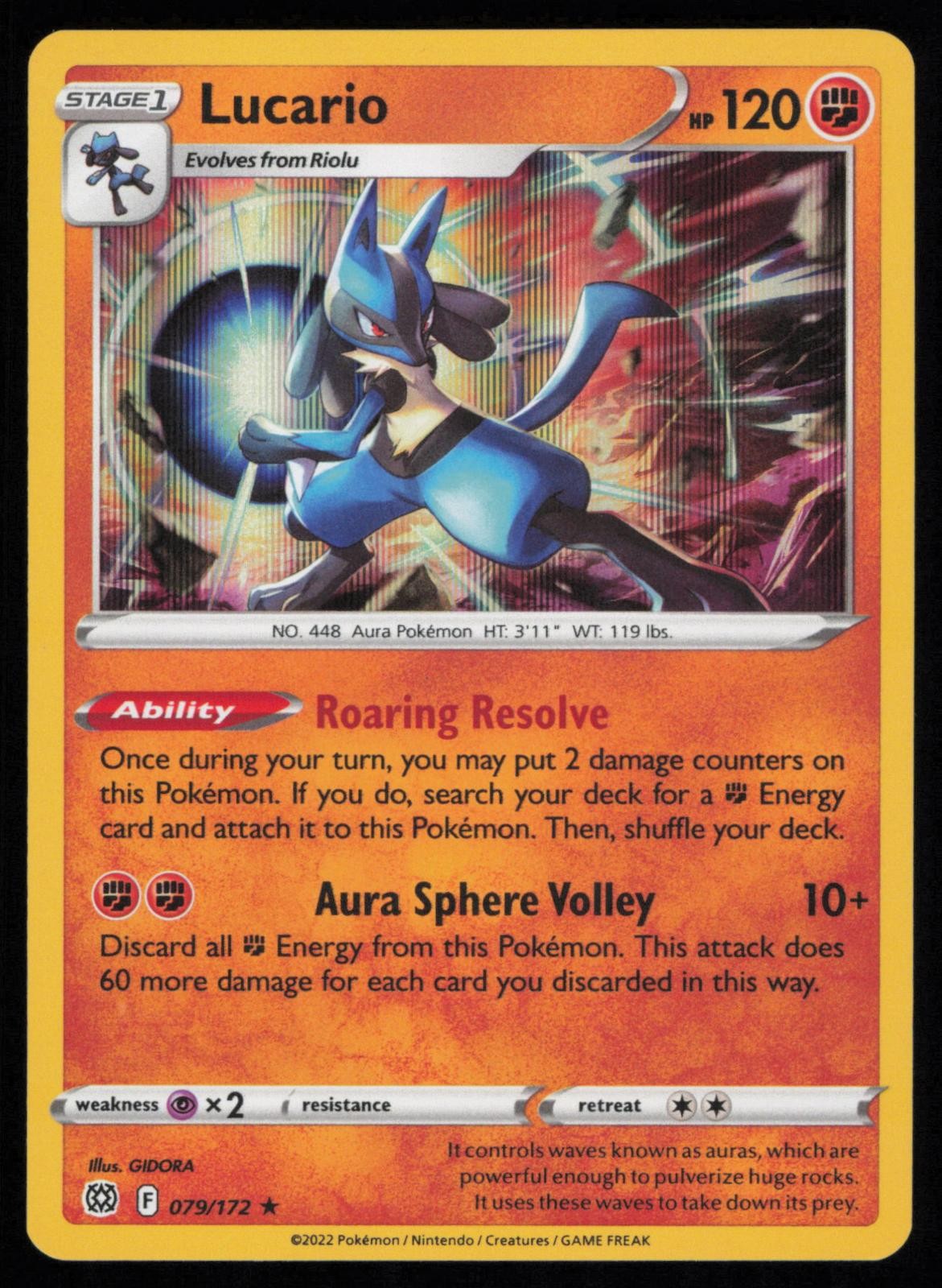 Lucario 079/172 Holo Rare Pokemon Brilliant Stars BRS NM