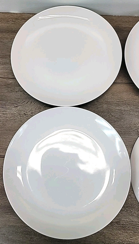 Lot of 4 Crate & Barrel White 10.5” Dinner Plates Coupe Rimless Gloss - Picture 3 of 4