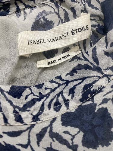 Isabel Marant Etoile Cutout Blouse Presley Blue Floral Print Chiffon Size 36 - 第 2/8 張圖片