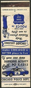 COPS vintage ~ CHICAGO POLICE DEPARTMENT ~ matchbook cover CHICAGO, IL illinois