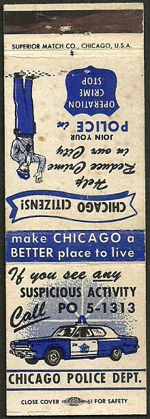 COPS vintage ~ CHICAGO POLICE DEPARTMENT ~ matchbook cover CHICAGO, IL illinois