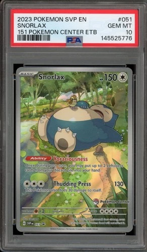 Pokemon Center Stamp Promo Snorlax 151 ETB SVP EN 051 PSA 10 Gem Mint