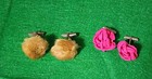 Vintage Fur Cuff Links and  Fabric Rose cuff links 1930s — photo 1