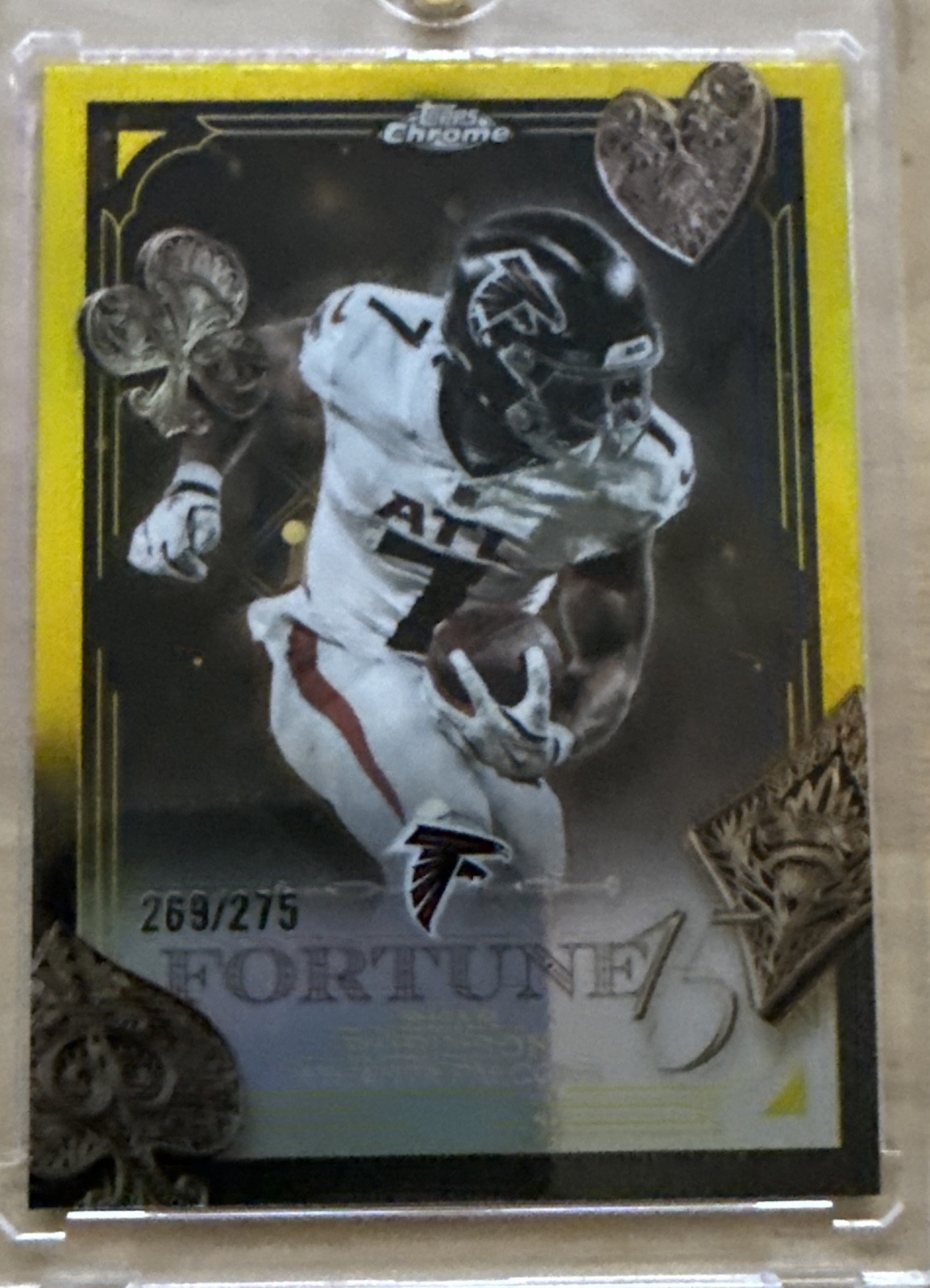 2025 Topps Chrome - Fortune 15 Bijan Robinson #F15-14 Yellow Refractor /275