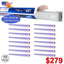 16Pack UV LED Black Light Bar 4FT 40W with US Plug for DJ Party Club Party D cor