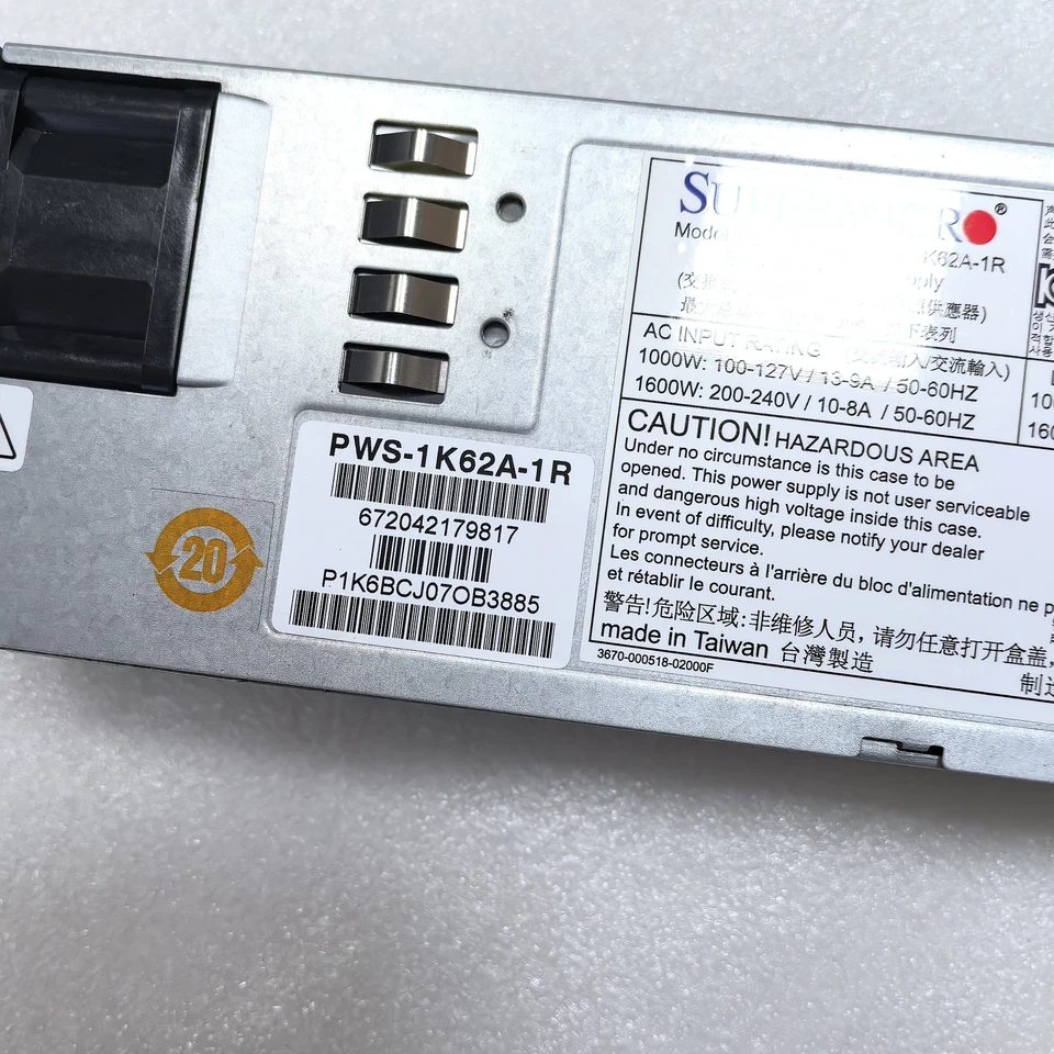 SuperMicro PWS-1K62A-1R PWS-1K02A-1R hot-swappable power supply 1000W 1600W - Image 2 of 4
