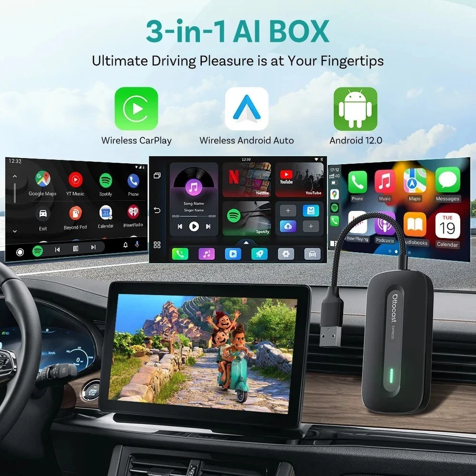 OTTOCAST Play2Video Pro Carplay Android Auto Car TV Mate YouTube Netflix e IPTV - Immagine 3 di 4