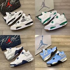 Jordan 4 Retro "White/Green/Blue" Men's Basketball Shoes Mid Top