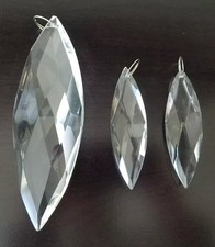 Large 3 Piece Marquise Crystal Clear Prism Suncatcher for Chandelier or Lamp