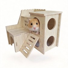 MultiChamber Wooden Hamster Hideout House Cage Accessory Model 1 Gerbils