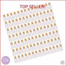MaxMau 100pcs 1ml Small Mini Glass Bottles Jars with Cork Stoppers Tiny Vials fo