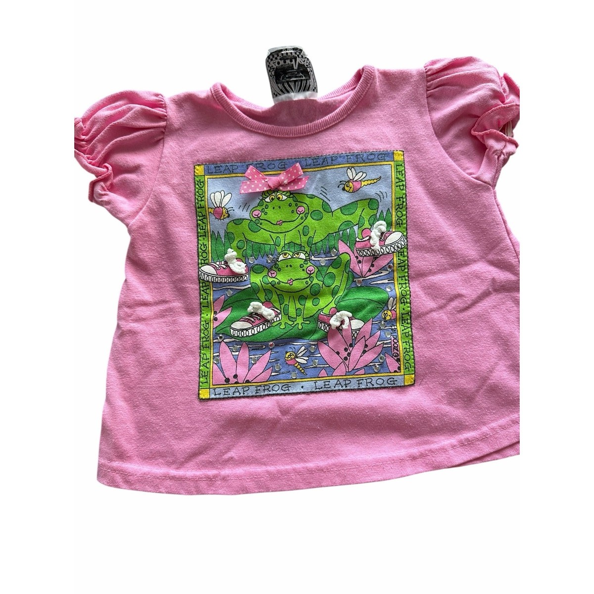 Vintage Y2K 90s Zoodles Baby Shirt Frog Graphic Print Pink Size 12