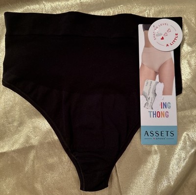 NWT Assets by Spanx Seamless Light Tummy Smoothing Shaping Thong Black Size S