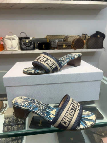 Chaussons brodés Dior Dway talon mulet femme 38 128512799