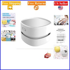 Portable White Cordless Mini Desk Vacuum Cleaner, 90 Min Runtime, Handheld