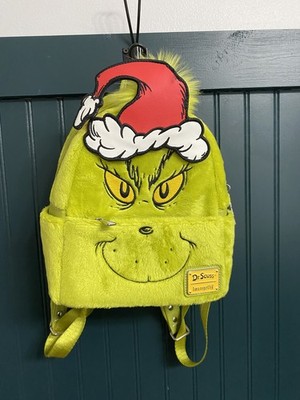 Loungefly Grinch Santa Hat Christmas Cosplay Mini Backpack Removable Hat RARE