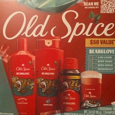 Old Spice Bearglove Holiday Gift Box for Men 4-Pack Body Wash Deodorant Shampoo