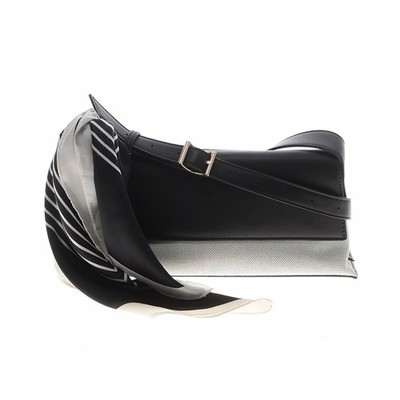 Madison West Shoulder Bag Black New Scarf Accent Two-Tone NWT