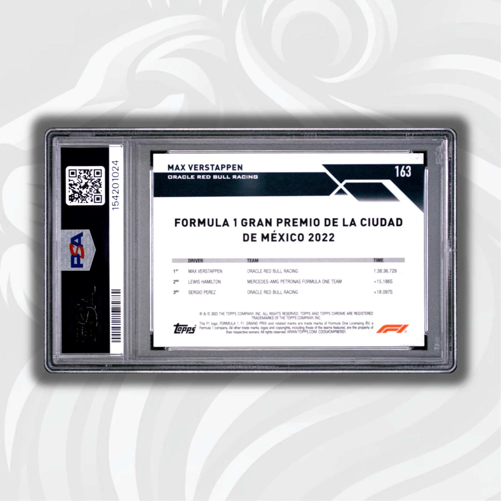PSA 9 - /10 Max Verstappen #163 - 2023 Topps Chrome F1 - Sapphire Edition Purple view 2