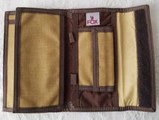 Vintage Fox Wallet Checkbook Holder Hook Loop Closure Tan Brown California Logo