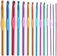 BCMRUN 14 Pcs Multicolor Aluminum Crochet Hooks Knitting Needles Craft Yarn 2-10