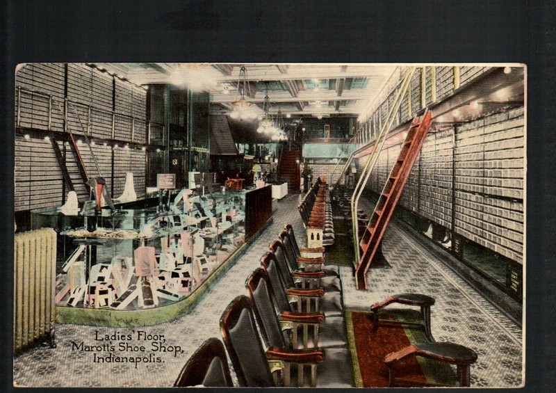 1912 INDIANAPOLIS, IN * MAROTT'S SHOE STORE ~ LADIES' FLOOR * POSTED VNTAGE DB 