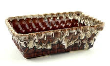 Mid-Century Planter or Dish UPCO Pottery Company #103 Brown Drip Glaze USA 10"L