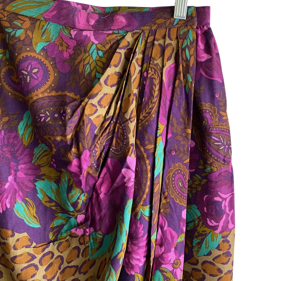 Falda vintage Miss O by Oscar de la Renta para mujer 10 envoltura floral boho midi años 80 Foto 3 de 4