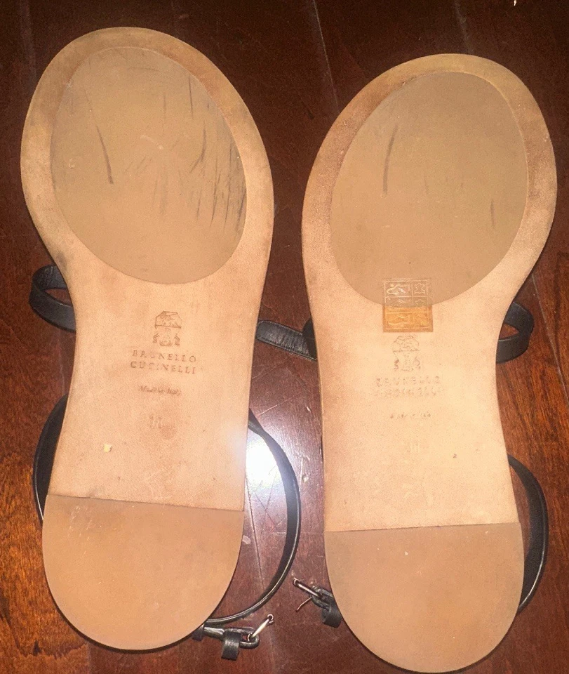 Brunello Cucinelli Leather Monili Beaded Ankle Strap Sandal38/8 US - Image 3 of 4