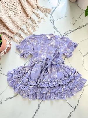 April Cornell Spring Clover Toddler Size 2T Dress Light Periwinkle 100% Cotton