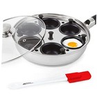  Egg Poacher Pan - Nonstick Stainless Steel Maker With Handle, 6 6 Egg Cups