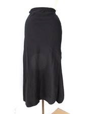 Vtg 60s Wonder Maid silky black nylon blend midi skirt slip side slit S