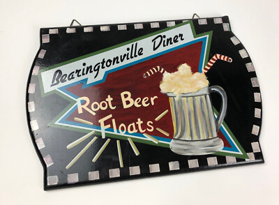 Bearingtonville Diner - Root Beer Floats Wooden Plaque - 1ft Long