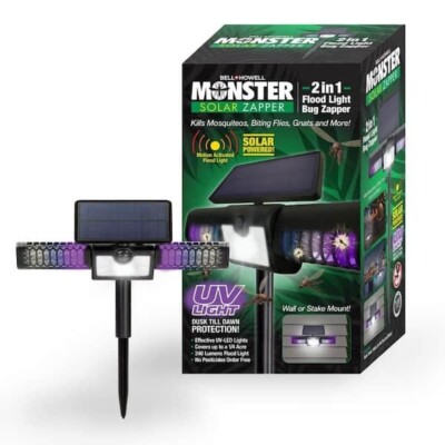 Bell+Howell Monster Solar Zapper 2-In-1 Flood Light/ Bug Zapper Motion Activated