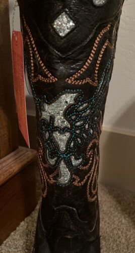 Corral WESTERN Boot, WOMEN, GLITTER EAGLE Inlay BROWN, A3537 SNIP TOE, NEW 7.0 - Picture 6 of 6