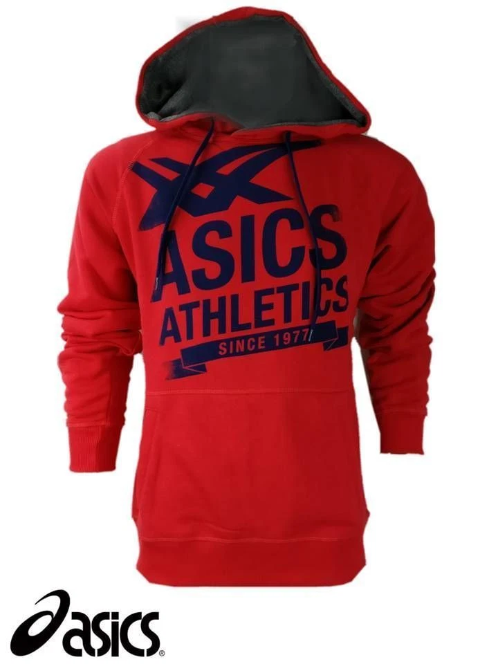 Mens Asics hoody sweater jumper sportswear red 2019 XXL brand new with tags  | eBay