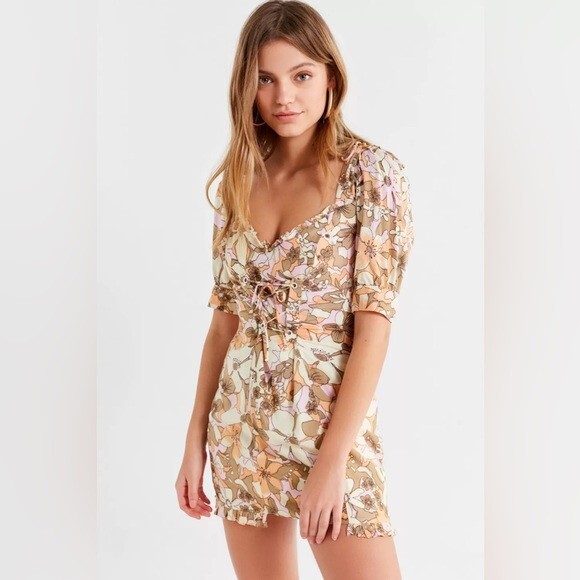 For Love & Lemons Renata Lace-Up Dress large | eBay