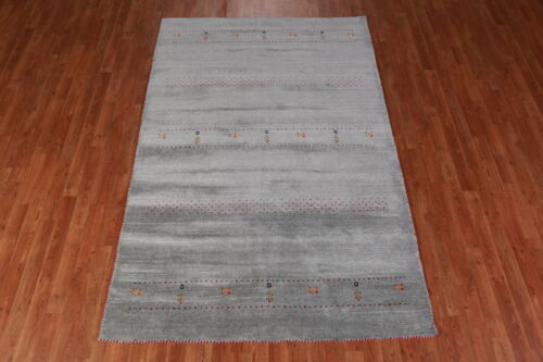 Oriental Gabbeh Indien Rug Grey Handmade Wool 5x8 ft - Picture 3 of 18