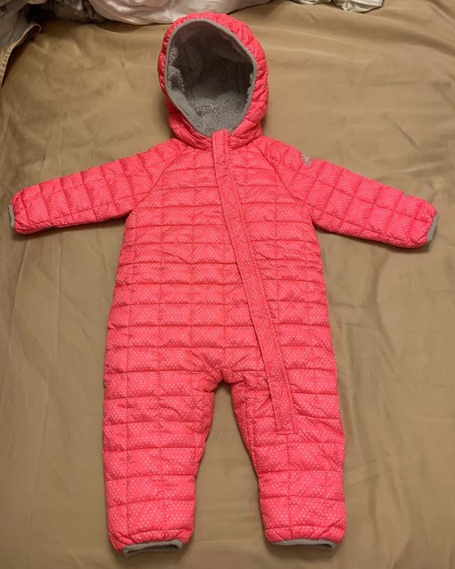 Snozu Quilted Fleece Lined Snowsuit 9 12 M Baby PINK Ultralight One